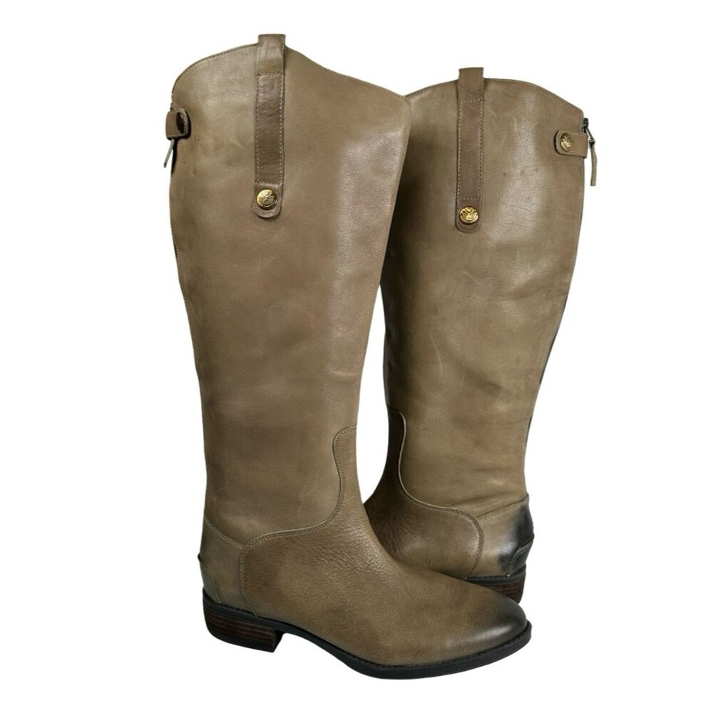 Sam Edelman Penny Taupe Leather Tall Knee High Equestrian Riding Boots Size 8M